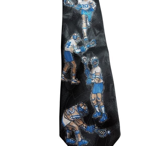 Vintage Designs By A. Rogers Men's Black Feels-hockey Lacrosse Neck Tie - Picture 2 of 4